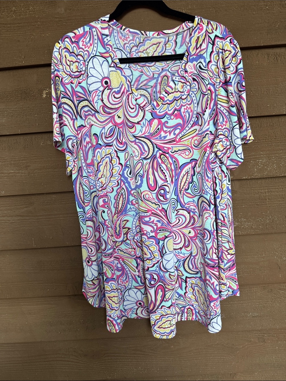 Colorful Paisley Short Sleeve Top